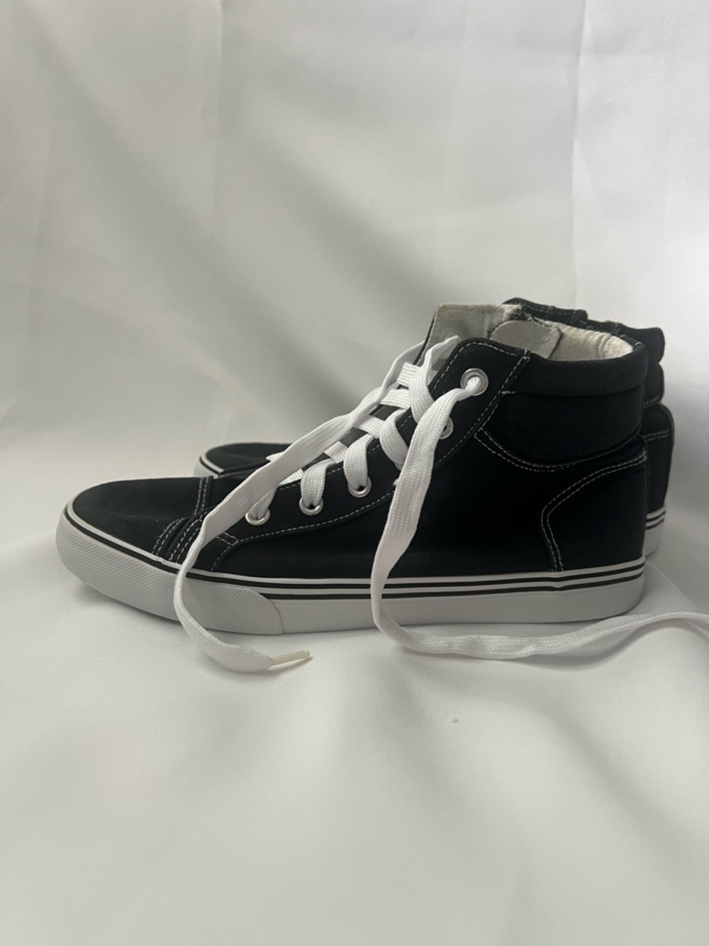 Tommy Bahama Big Girl Black Canvas High Top Unisex Sneakers Size 5 Lace Up & Zip - Picture 8 of 16